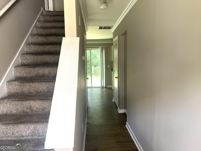 6300 Creekford Ln, Lithonia, GA 30058 - stairs featuring wood finished floors and ornamental molding