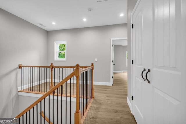 155 Carey St, Franklin Springs, GA 30662 - hallway featuring an upstairs landing, light wood-style floors, and recessed lighting