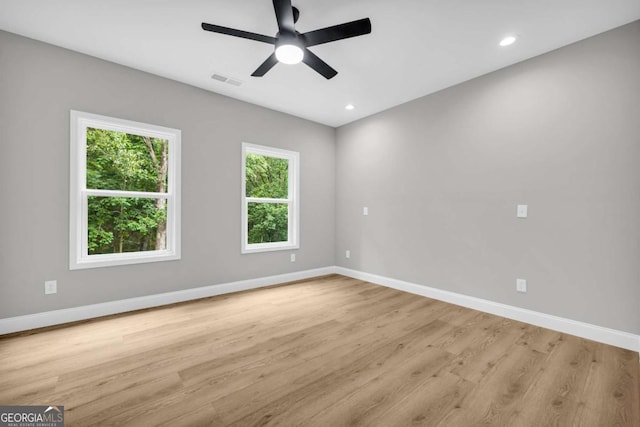 155 Carey St, Franklin Springs, GA 30662 - spare room with light wood-type flooring, ceiling fan, and recessed lighting