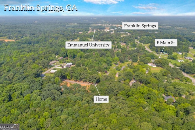 155 Carey St, Franklin Springs, GA 30662 - aerial view of property and surrounding area featuring a heavily wooded area