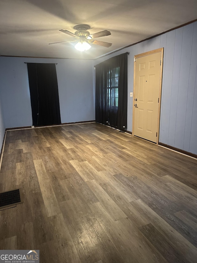 26 Fleming St, Royston, GA 30662 - spare room with a ceiling fan and wood finished floors
