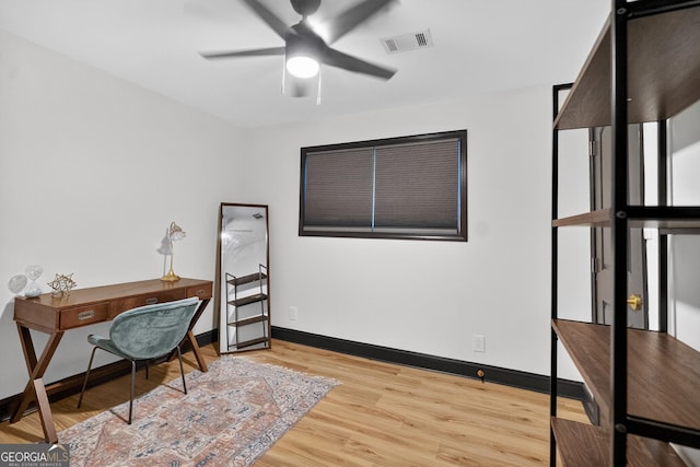 1120 Glass Bridge Rd, Lagrange, GA 30240 - office area with ceiling fan and light wood-style flooring