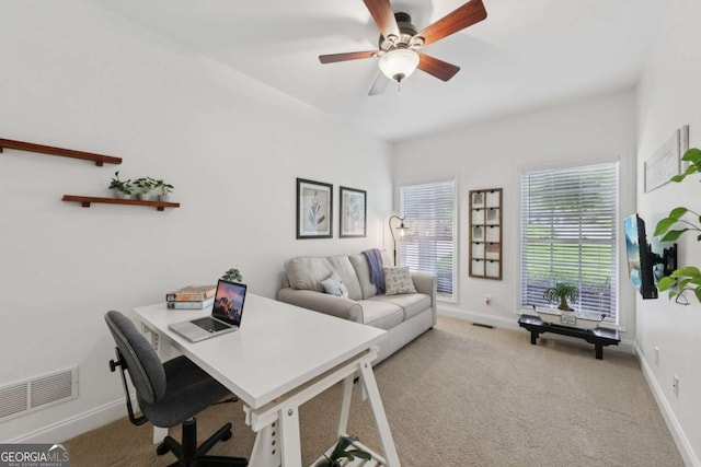 8485 Anchor On Lanier Ct, Gainesville, GA 30506 - home office with light carpet and a ceiling fan
