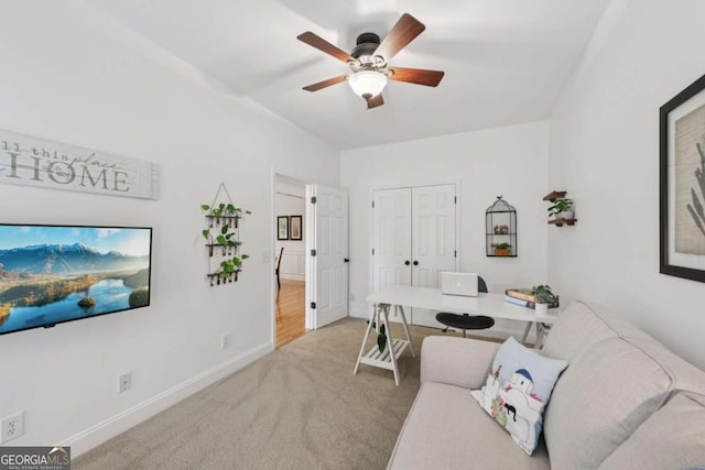 8485 Anchor On Lanier Ct, Gainesville, GA 30506 - home office featuring a ceiling fan and carpet floors