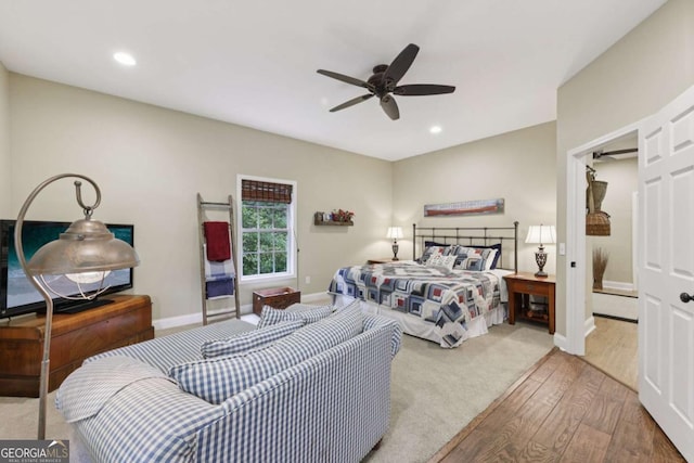 8485 Anchor On Lanier Ct, Gainesville, GA 30506 - bedroom featuring hardwood / wood-style floors, recessed lighting, and a ceiling fan