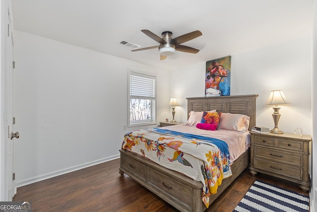 1036 Oxford Rd NE, Atlanta, GA 30306 - bedroom with dark wood-style floors and ceiling fan