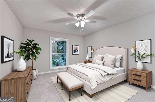 6221 Willow Run Rd, Peachtree Corners, GA 30092 - bedroom with light colored carpet and ceiling fan