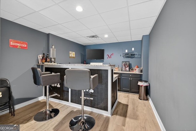 2112 Meadowood Cv, Monroe, GA 30655 - indoor dry bar featuring a drop ceiling, light wood-type flooring, and recessed lighting