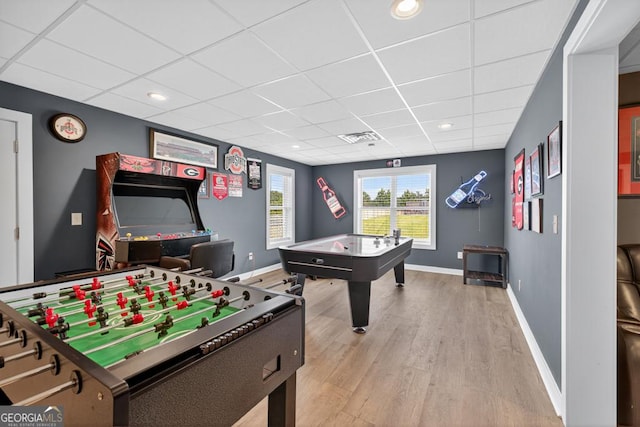 2112 Meadowood Cv, Monroe, GA 30655 - recreation room with a paneled ceiling, wood finished floors, billiards table, and recessed lighting