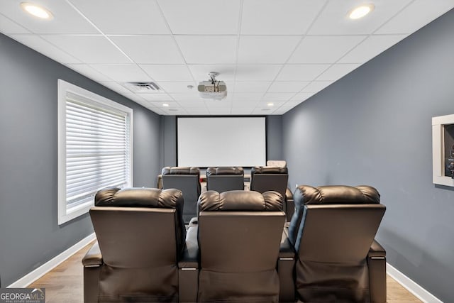 2112 Meadowood Cv, Monroe, GA 30655 - home theater room with light wood-type flooring, a drop ceiling, and recessed lighting