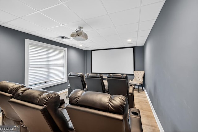 2112 Meadowood Cv, Monroe, GA 30655 - home theater featuring light wood-style floors and a drop ceiling