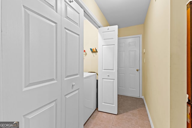 10 Links Ct, Newnan, GA 30265 - washroom featuring washer / clothes dryer and light tile patterned floors