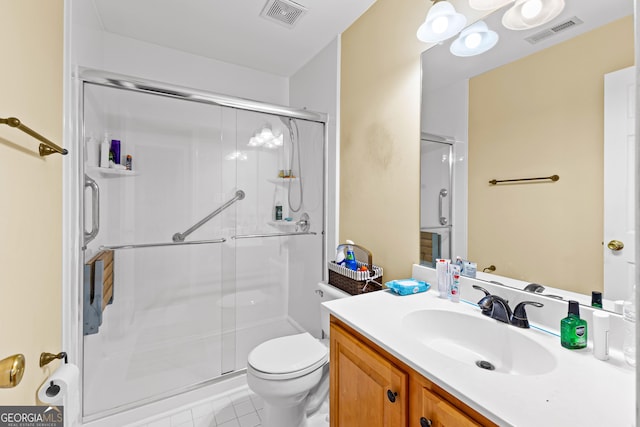 10 Links Ct, Newnan, GA 30265 - bathroom featuring a stall shower, vanity, and tile patterned flooring
