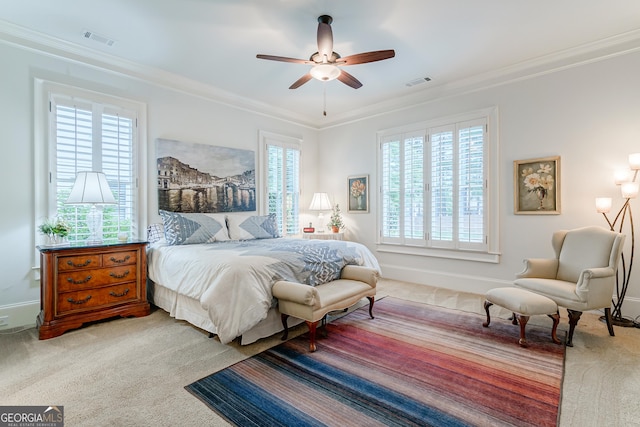 1911 Bent Pine Park, Statham, GA 30666 - carpeted bedroom with ornamental molding and a ceiling fan