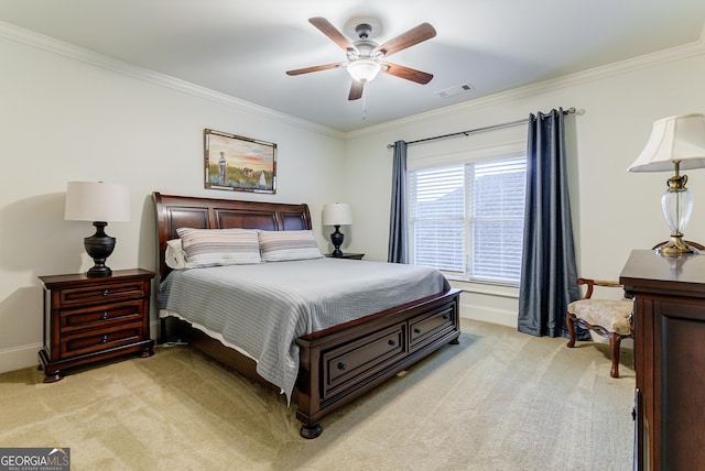 1911 Bent Pine Park, Statham, GA 30666 - bedroom with light colored carpet, crown molding, and a ceiling fan