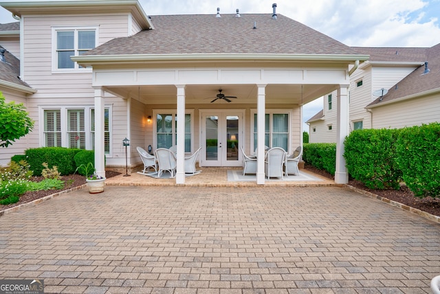 1911 Bent Pine Park, Statham, GA 30666 - rear view of property featuring french doors, ceiling fan, a patio area, and outdoor dining space