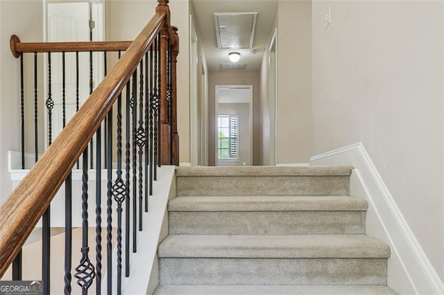 2638 Lake Manor Cir, Duluth, GA 30096 - stairway featuring attic access