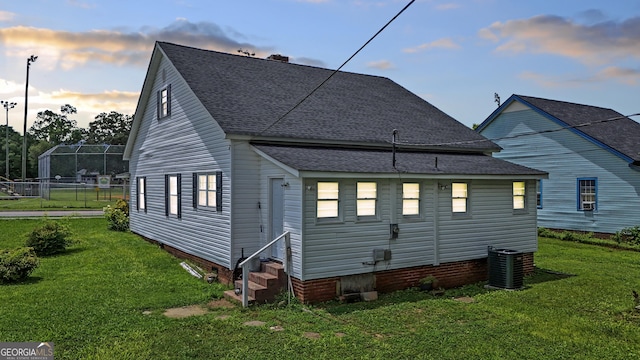 15 Aragon Rd, Aragon, GA 30104 - back of property with entry steps, a shingled roof, and crawl space