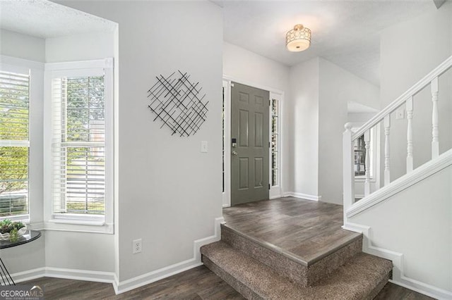 3440 Oaktree, Stonecrest, GA 30038 - entrance foyer featuring stairway and dark wood-style flooring