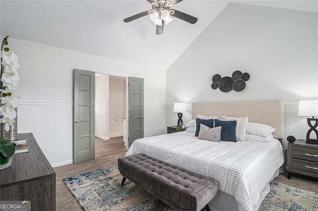 3440 Oaktree, Stonecrest, GA 30038 - bedroom with lofted ceiling, carpet, and ceiling fan