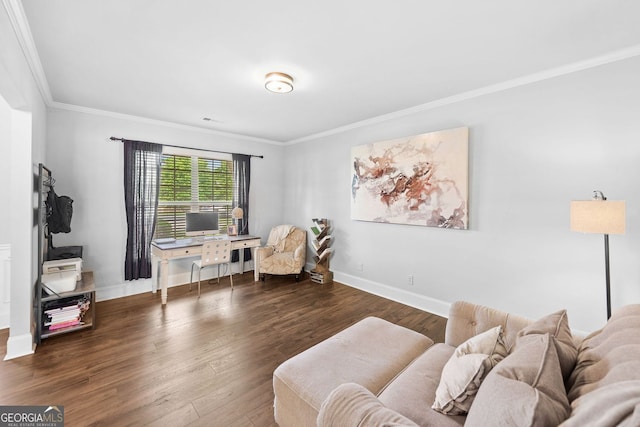 2767 NW Magnolia Creek Dr, Kennesaw, GA 30152 - living area featuring ornamental molding and wood finished floors