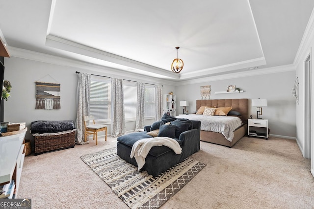 2767 NW Magnolia Creek Dr, Kennesaw, GA 30152 - carpeted bedroom with a tray ceiling and ornamental molding
