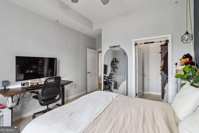 390 17th St NW Unit 6055, Atlanta, GA 30363 - bedroom featuring an office area, carpet flooring, a ceiling fan, and a closet