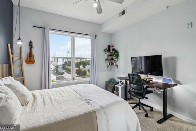 390 17th St NW Unit 6055, Atlanta, GA 30363 - bedroom with carpet floors, an office area, and a ceiling fan