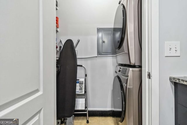 390 17th St NW Unit 6055, Atlanta, GA 30363 - laundry area with stacked washer and clothes dryer and electric panel