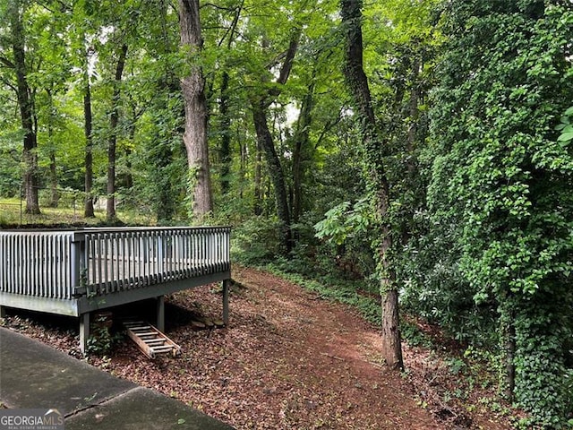 2436 Glenrock Dr, Decatur, GA 30032 - surrounding community with a wooden deck and a forest view