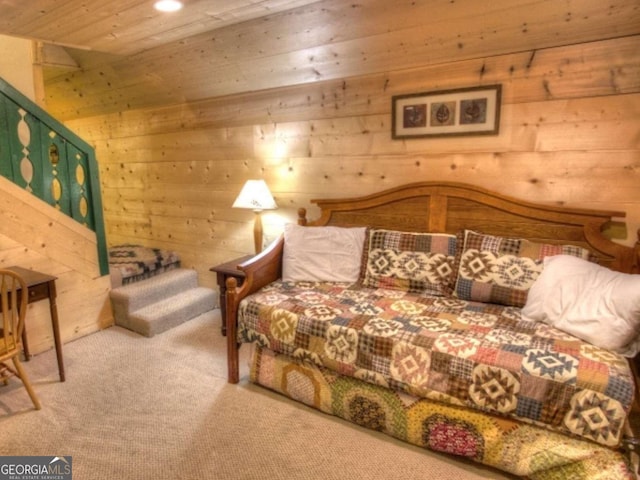 97 Eagles Nest Rd, Sautee Nacoochee, GA 30571 - bedroom with carpet, wooden walls, and recessed lighting