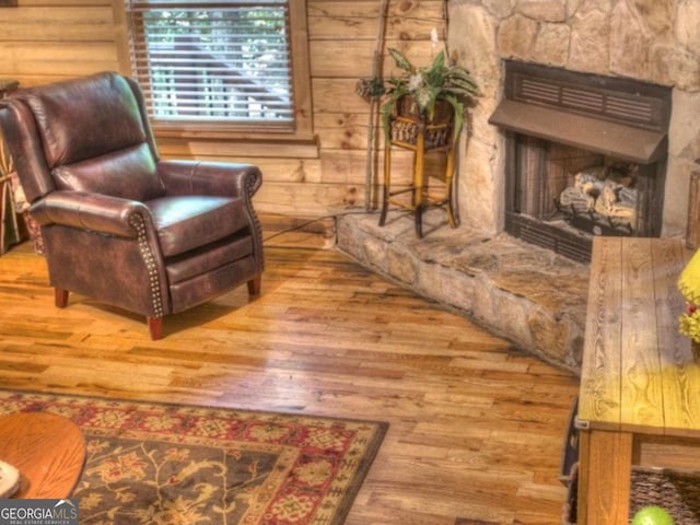 97 Eagles Nest Rd, Sautee Nacoochee, GA 30571 - living area with hardwood / wood-style flooring and wooden walls