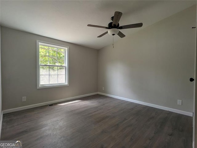 732 Five Points Rd, Buchanan, GA 30113 - spare room with dark wood-style floors and a ceiling fan