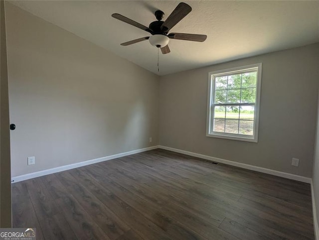 732 Five Points Rd, Buchanan, GA 30113 - unfurnished room featuring dark wood-type flooring and ceiling fan