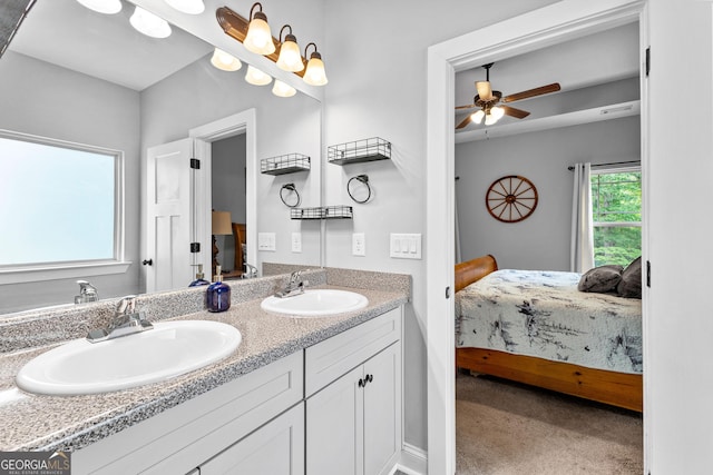 481 Hunter Welch Pkwy, Luthersville, GA 30251 - bathroom featuring ensuite bath, double vanity, and ceiling fan