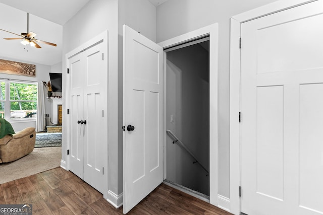 481 Hunter Welch Pkwy, Luthersville, GA 30251 - corridor with dark wood-style flooring and an upstairs landing