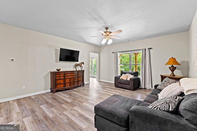 481 Hunter Welch Pkwy, Luthersville, GA 30251 - living room featuring light wood-style floors and ceiling fan
