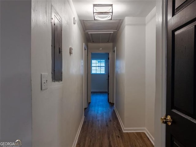 3790 Village, Atlanta, GA 30331 - corridor with attic access, wood finished floors, and electric panel