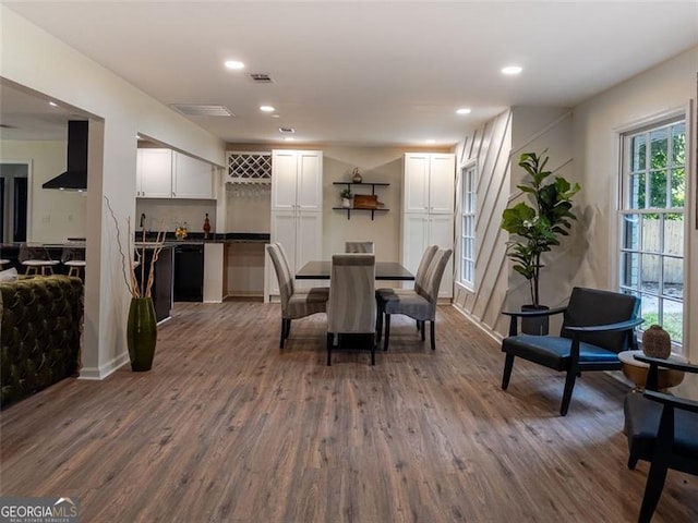 3790 Village, Atlanta, GA 30331 - dining area with dark wood-style flooring, recessed lighting, and bar
