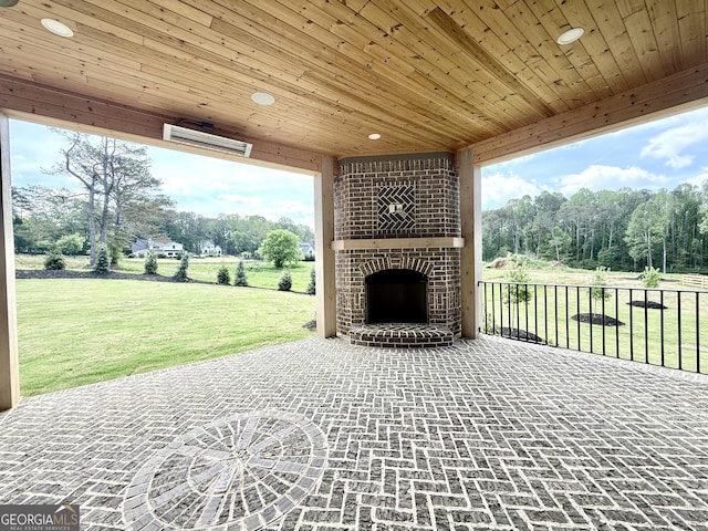 1005 Haddie Way, Alpharetta, GA 30004 - view of patio / terrace featuring an outdoor brick fireplace and view of wooded area