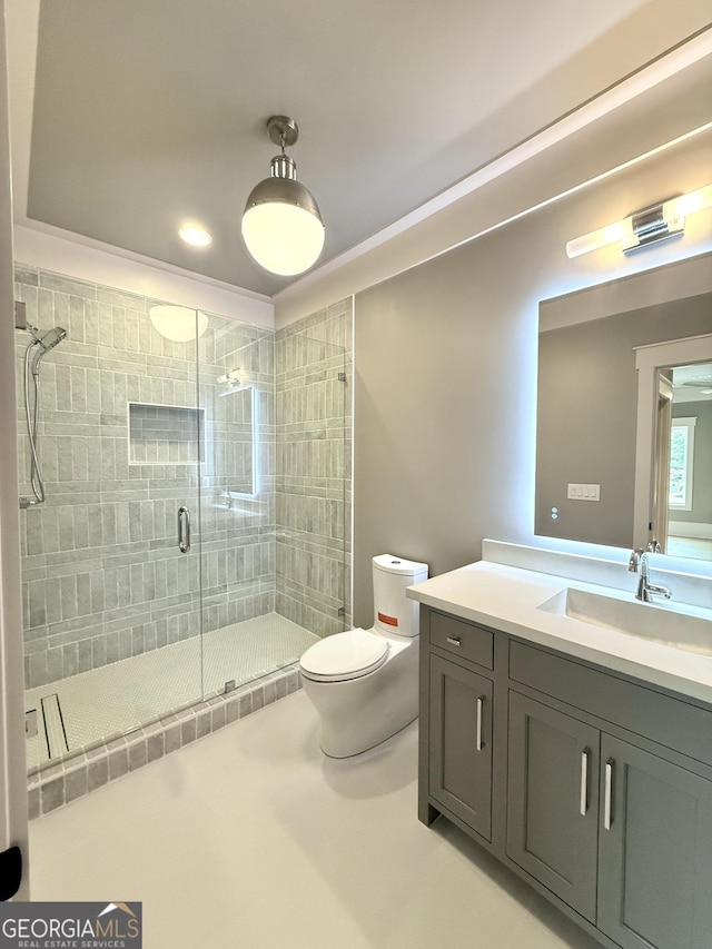 1005 Haddie Way, Alpharetta, GA 30004 - bathroom featuring vanity and a shower stall