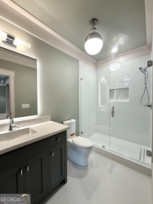 1005 Haddie Way, Alpharetta, GA 30004 - full bath with a stall shower, vanity, and tile patterned flooring