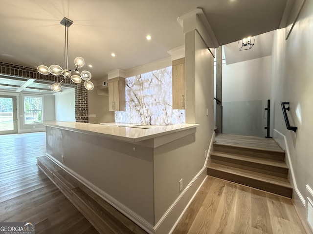 1005 Haddie Way, Alpharetta, GA 30004 - staircase with a chandelier, wood finished floors, and recessed lighting