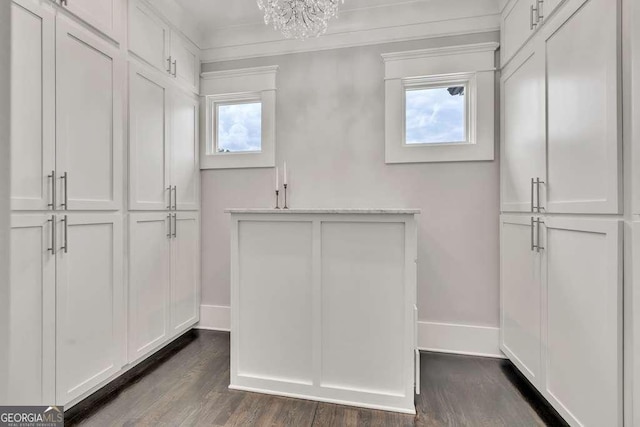 481 Meadow Lake Ter, Hoschton, GA 30548 - walk in closet featuring dark wood-type flooring and a chandelier