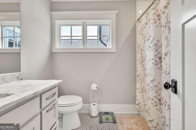 481 Meadow Lake Ter, Hoschton, GA 30548 - full bath featuring vanity, plenty of natural light, a shower with shower curtain, and tile patterned flooring