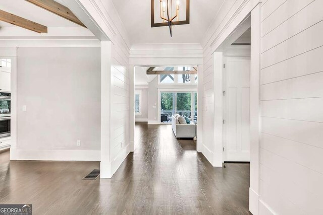 481 Meadow Lake Ter, Hoschton, GA 30548 - foyer with wood finished floors and crown molding