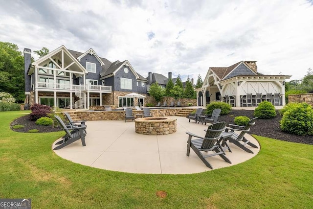 481 Meadow Lake Ter, Hoschton, GA 30548 - view of patio / terrace featuring a fire pit and stairs