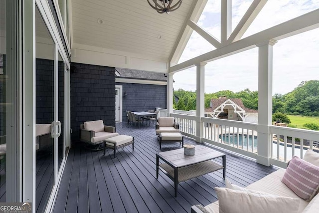 481 Meadow Lake Ter, Hoschton, GA 30548 - wooden deck featuring outdoor dining area and outdoor lounge area