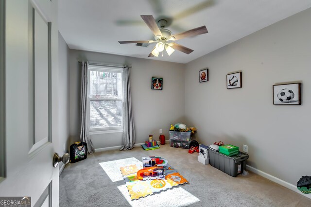 845 Connell Ln, Lawrenceville, GA 30044 - rec room featuring carpet flooring and ceiling fan