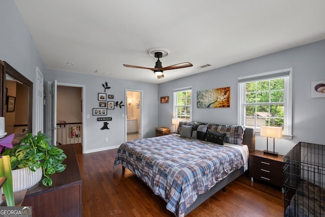 3912 Edenton Ct, Brookhaven, GA 30319 - bedroom featuring dark wood finished floors and ceiling fan